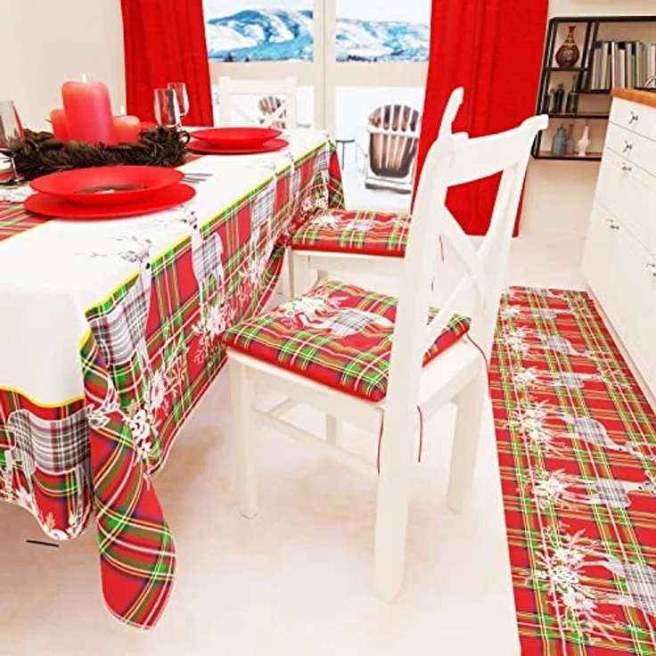 PETTI Artigiani Italiani - Tischdecke, Tischdecke, schmutzabweisend, Weihnachten, Tischdecke, Küche, Weihnachten, Muster: Rentiergrau, X12-Sitzer (140x240 cm), 100% Made in Italy – Bild 3