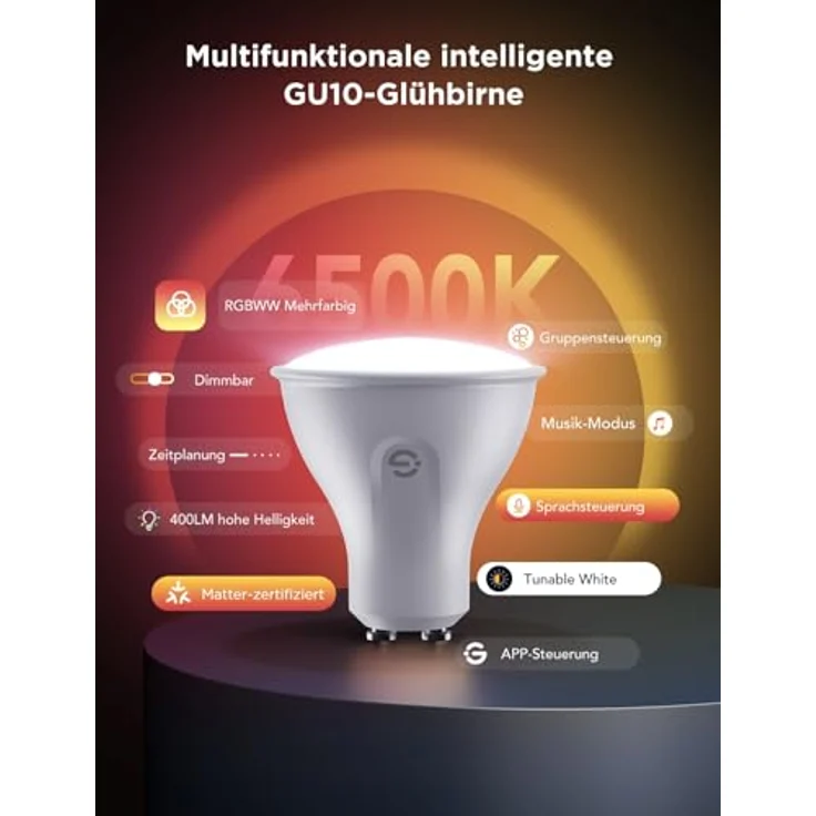 Govee Glühbirne GU10 LED RGBWW, Smarte Glühbirne Funktioniert mit Matter, Alexa, Google Home, 400LM WLAN LED Lampe Dimmbare Farbwechsel, 56 Szenen, Smart Bulb GU10 Synchronisierung mit Musik 4 Packung – Bild 4