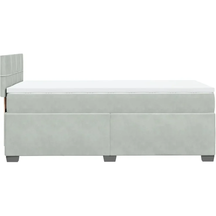 vidaXL Boxspringbett mit Matratze Hellgrau 80x200 cm Samt 3286162 – Bild 5