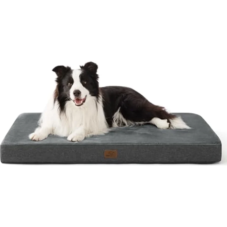 BEDSURE orthopädisches Hundekissen große Hunde - 89 x 56 x 8 cm waschbares Hundebett mit 2 in 1 Memoryschaum, kuscheliges Hundematte Hundematratze in größe, dunkelgrau – Bild 2