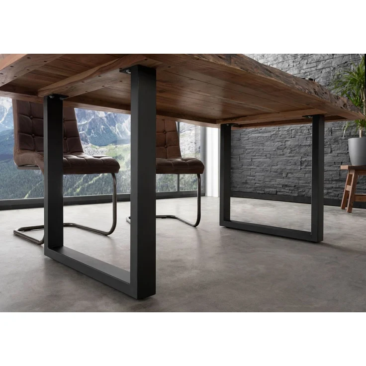 Baumtisch Akazie 160x90x77 natur lackiert / U-Beine anthrazit matt FREEFORM 5 – Bild 5