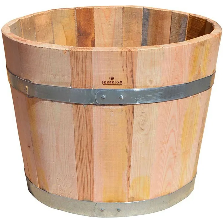 Temesso Pflanzkübel Kübel NATUR, Pflanzkübel aus Kastanienholz, 30 bis 60 cm Durchmesser