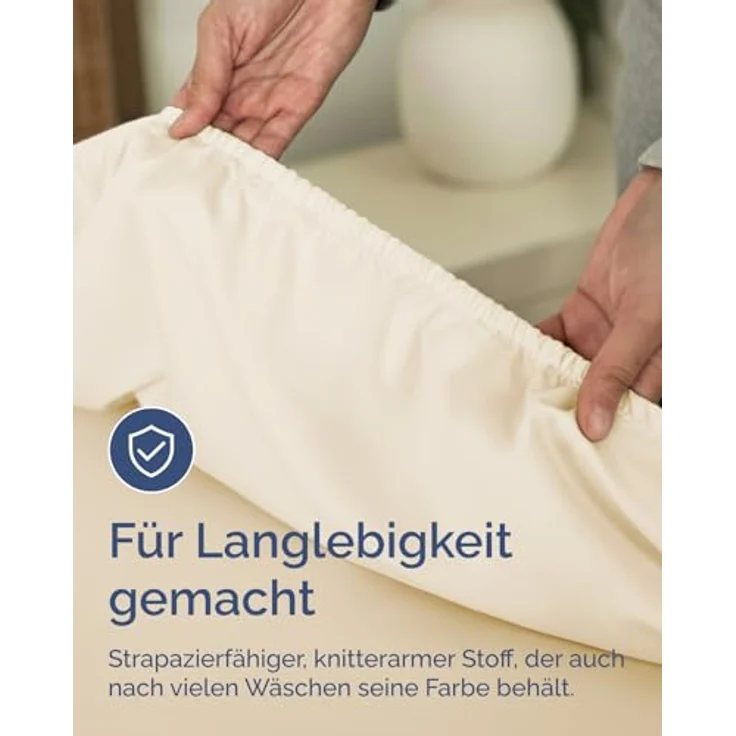 Spannbettlaken 100x200 cm Cremeweiß - 40cm (16") Tiefe Tasche - Premium Mikrofaser Spannbetttuch - Weich, Knitter- und Bügelfrei - Atmungsaktiv, Hypoallergen und Oeko-TEX Standard 100 Zertifiziert – Bild 6
