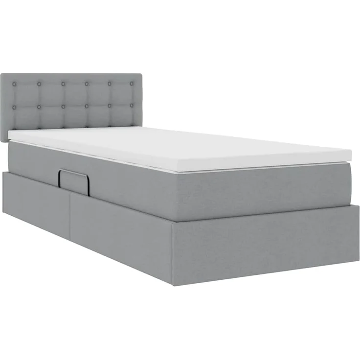 vidaXL LED-Speicherbett mit Matratze Hellgrau 90 x 200 cm Stoff 3371244 – Bild 6