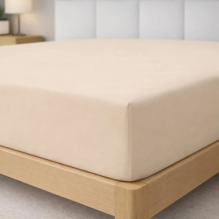 Degrees Home - Collection - Spannbettlaken – 100% Polyester, Hochwertige Mikrofaser, Rundum-Gummizug, Atmungsaktiv & Pflegeleicht, Oeko-Tex Standard -180x200x33 – Beige