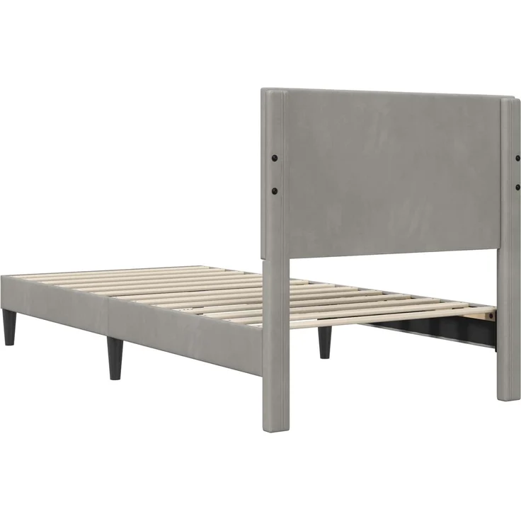 vidaXL Bettrahmen mit Kopfteil Hellgrau 100 x 200 cm Samt 42027643 – Bild 6