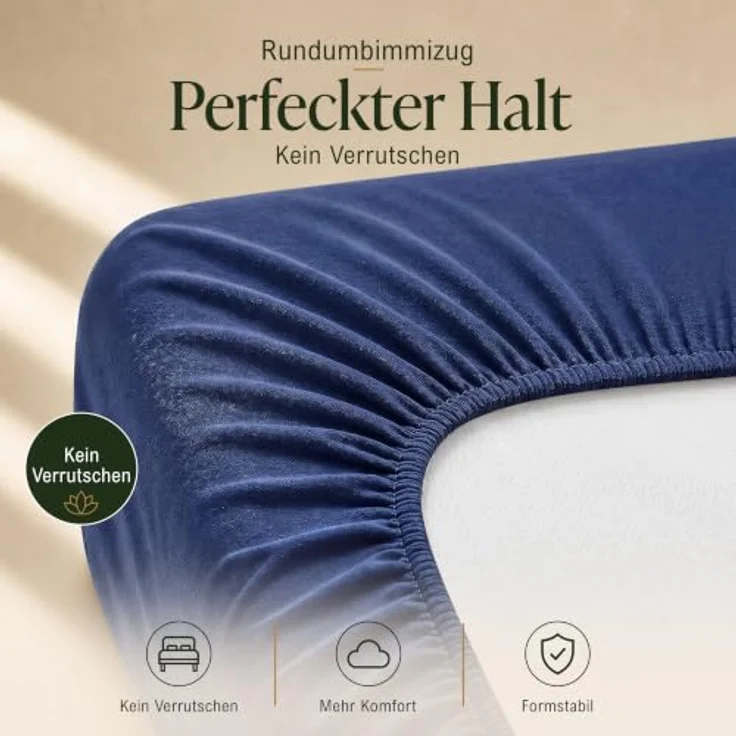 MALIKA® Spannbettlaken 120x200cm Baumwolle, Jersey, Matratzenhöhe bis 28 cm, Oeko-Tex zertifiziert, faltenfrei und atmungsaktiv – Bild 3