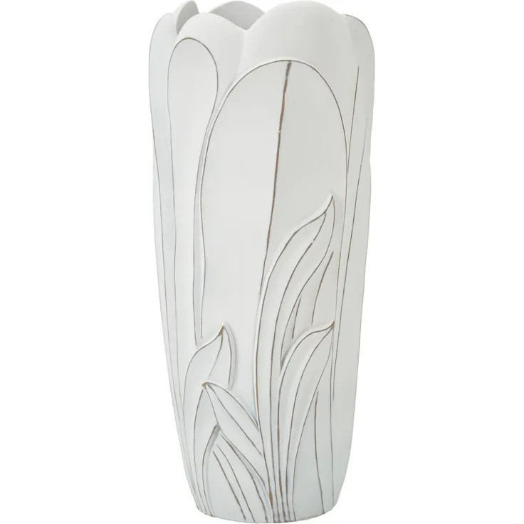 Dmora Vase Brabbia, Dekorationszubehör, Dekoratives Artikel, Einrichtungszubehör, 31x31 h69 cm, Weiß