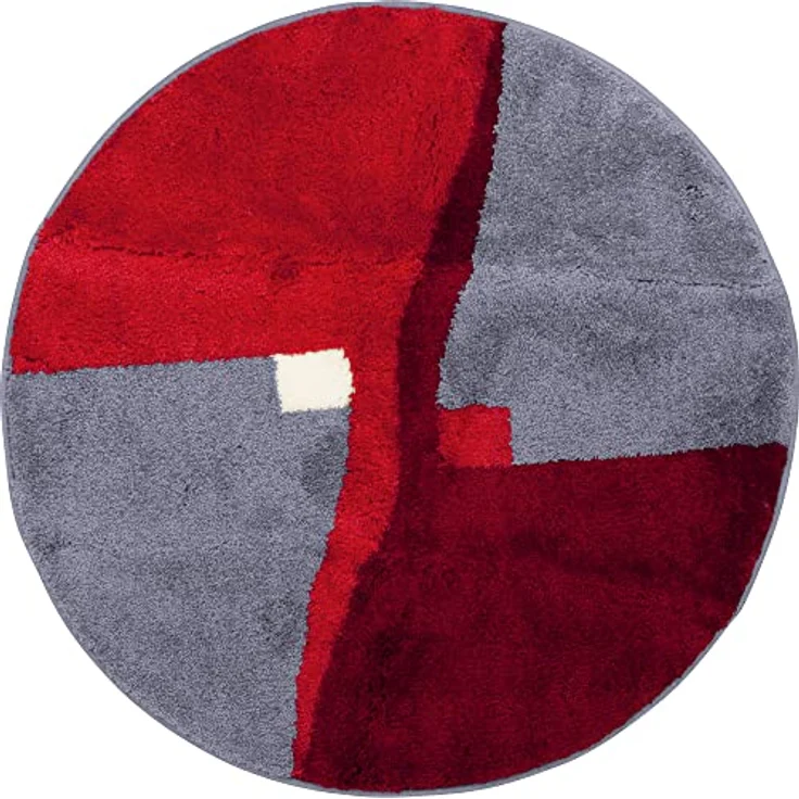Erwin Müller Badematte Athen, rutschhemmender Badteppich in rot, rund 90 cm Ø, kuscheliger Hochflor, für Fußbodenheizung geeignet – Bild 1