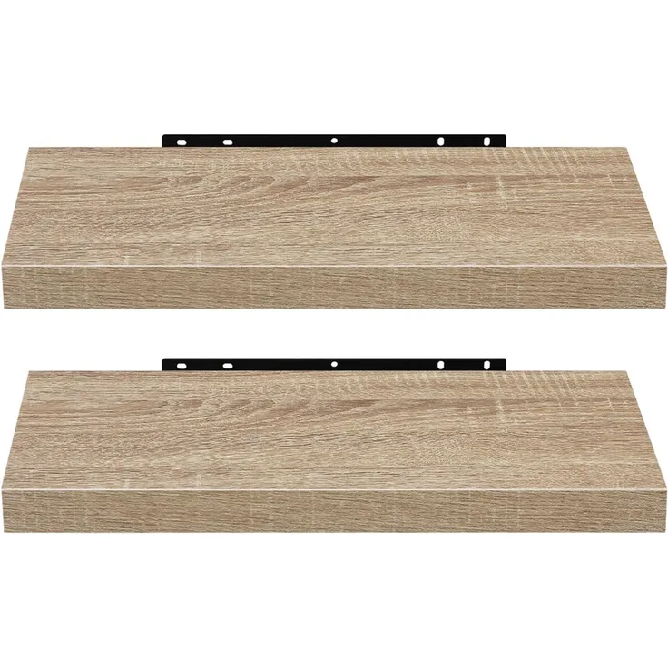 EUGAD Wandregal Wandboard 2er Set Hängeregal Holz Board Modern Eiche Gelb 60 x 22,9 x 3,8 cm 0116QJ-2