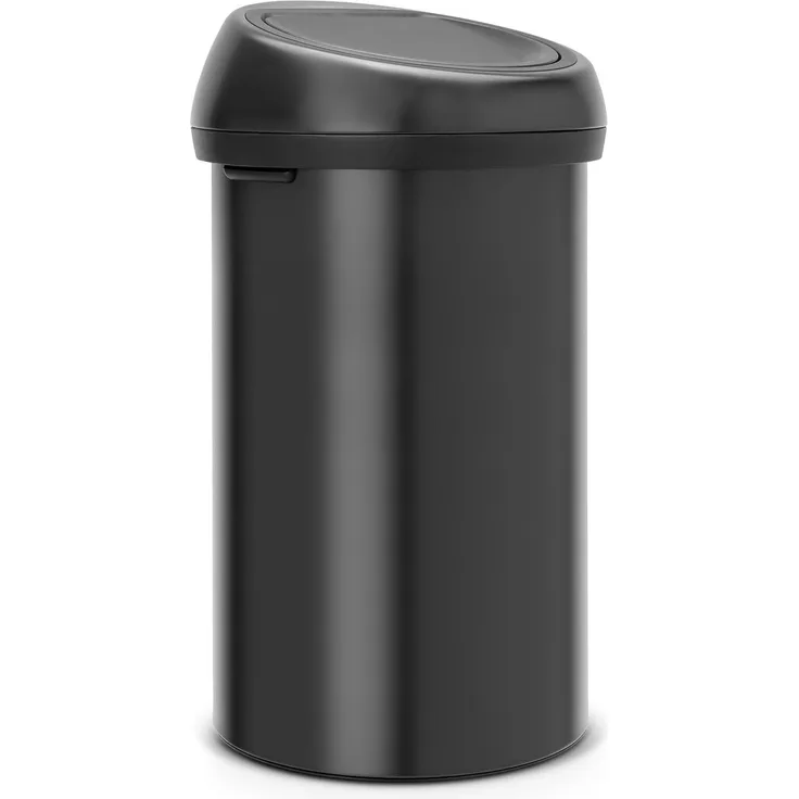 Brabantia Touch Bin, Mülleimer, Abfalleimer, Papierkorb, Deckel, Matt Black, Schwarz, 60 L, 402562