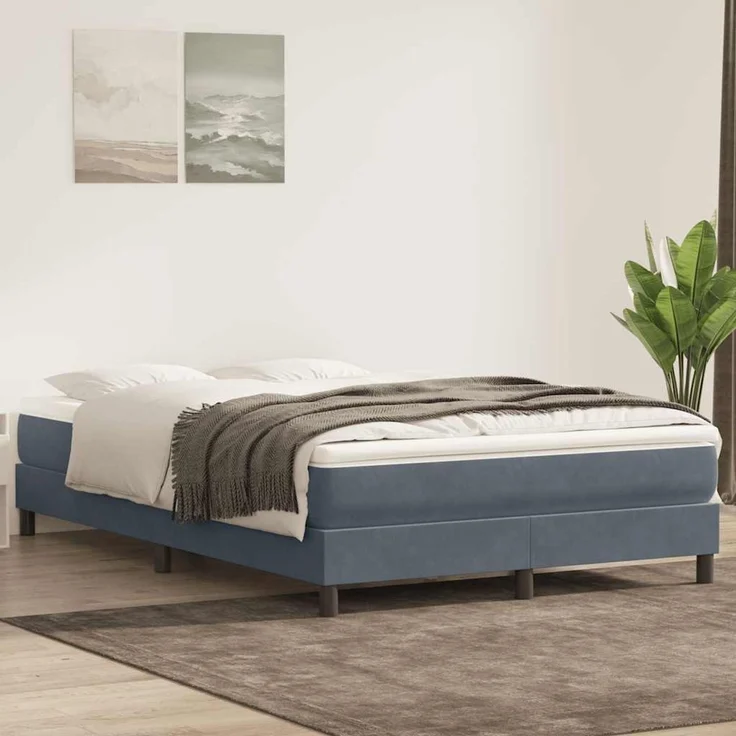 vidaXL Boxspringbett ohne Matratze Dunkelgrau 140x220 cm Samt 3315874 – Bild 1