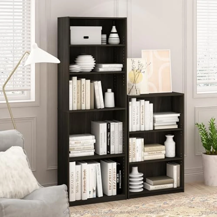 Furinno JAYA Einfaches Bücherregal, holz, Espresso, 24. 13x24. 13x102. 36 cm – Bild 7