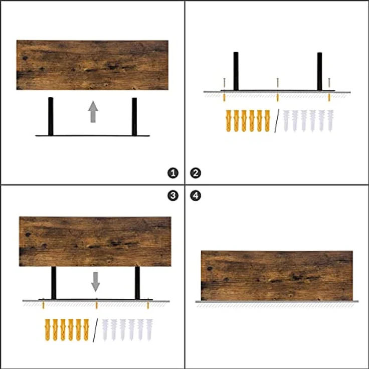 Hoobro Wandregal stabile Schweberegal 2er-Set, 60 x 20 x 4 cm Hängeregale, 2-tlg, mit unsichtbaren Halterungen – Bild 10