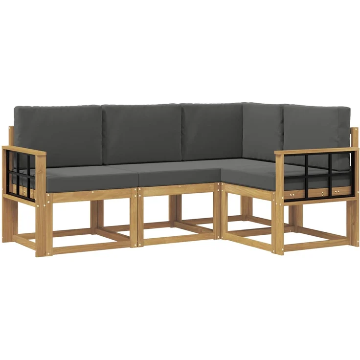 vidaXL Outdoor-Sofagarnitur 4 stk. 4-Sitzer Weiß und Anthrazit 3387571 – Bild 2