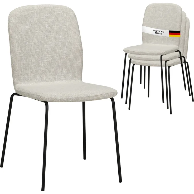 Albatros Esszimmerstühle 4er Set ENNA, beige - stapelbar, bequemer Polsterstuhl - Eleganter Küchenstuhl, Stuhl Esszimmer oder Esstisch Stuhl, Konferenzstuhl , Stückzahl:4, Farbe:Beige