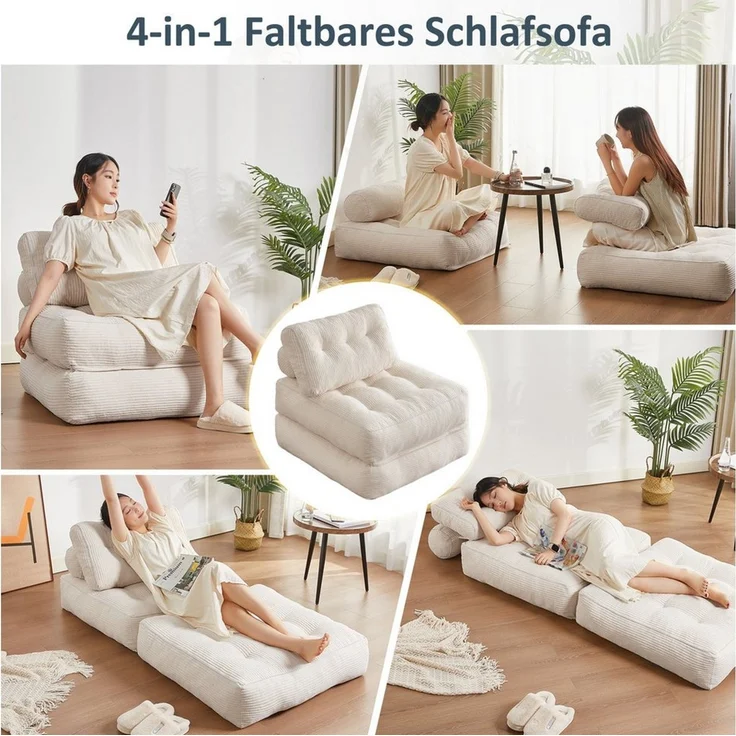 LITBIRD Schlafsofa faltbar, 4-in-1 Multifunktionssofa, Sitzsack-Sofa, Relaxsessel, 1 Teile, Spielsofa & Gästebett für kleine Räume – Bild 3