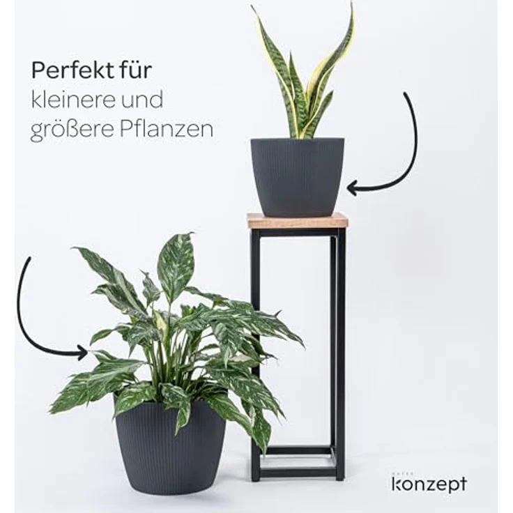 KONZEPT Blumentopf groß, gerillte Struktur 26/30cm, Übertöpfe für Zimmerpflanzen, aus Kunststoff ideal für Wohnzimmer, Küche und Balkon – Bild 7
