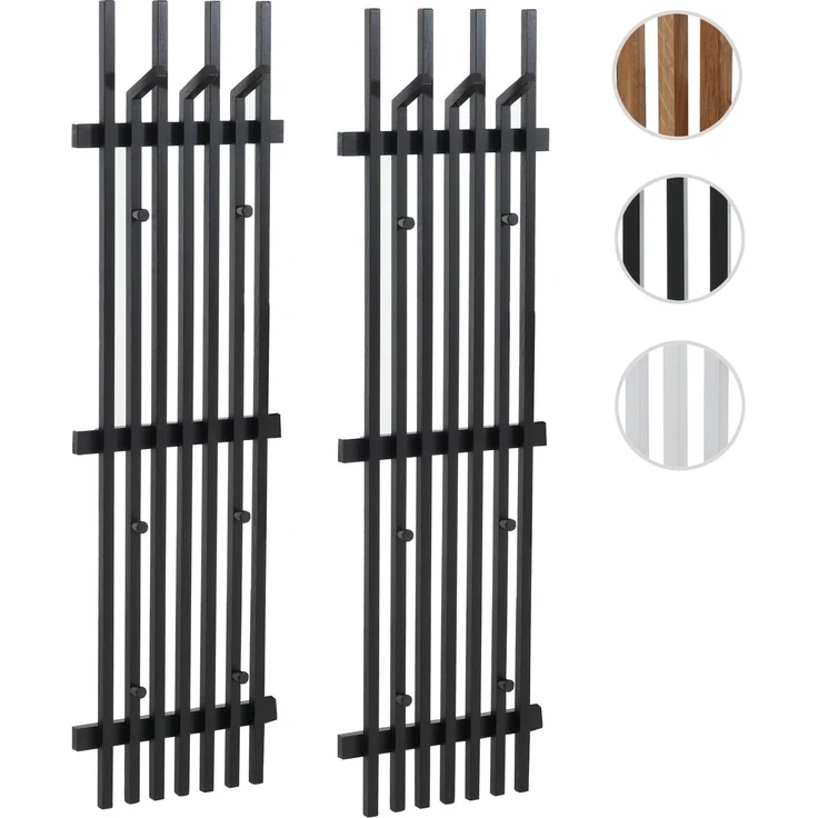 MCA 2er-Sets Garderobenpaneel HWC-P57, Wandgarderobe Garderobenleiste, Massiv-Holz 135x40cm Eiche ~ schwarz – Bild 10