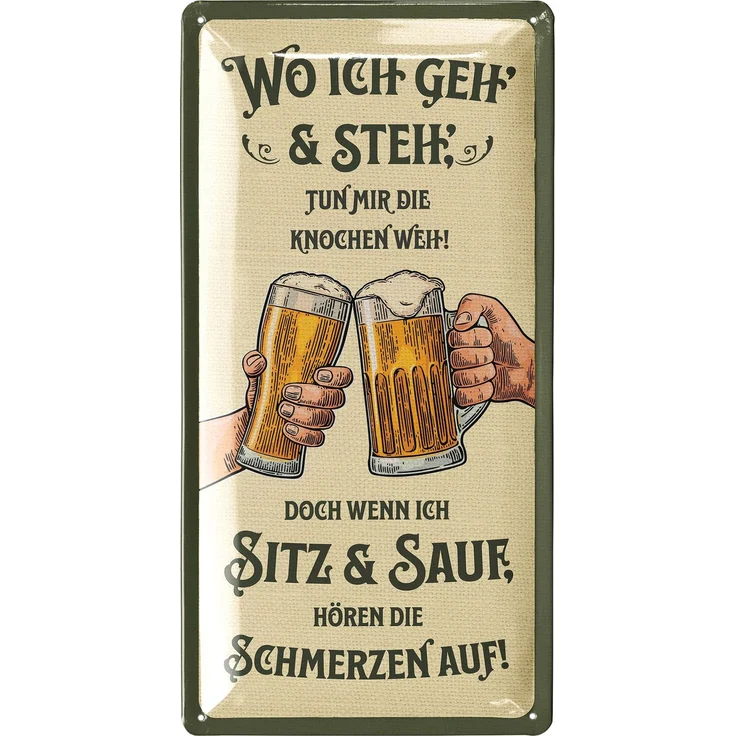 LANOLU Blechschild Ich geh & steh - 17x34cm – Metall – Beige – 17109 – Bild 1