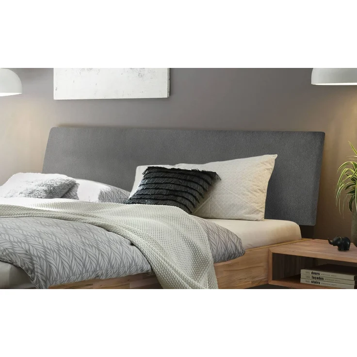 Hasena Massivholzbett Pesaro Kernbuche mit Polster-Kopfteil, Bezug Pace Grey 200x200 cm, Komforthöhe 25 cm – Bild 3