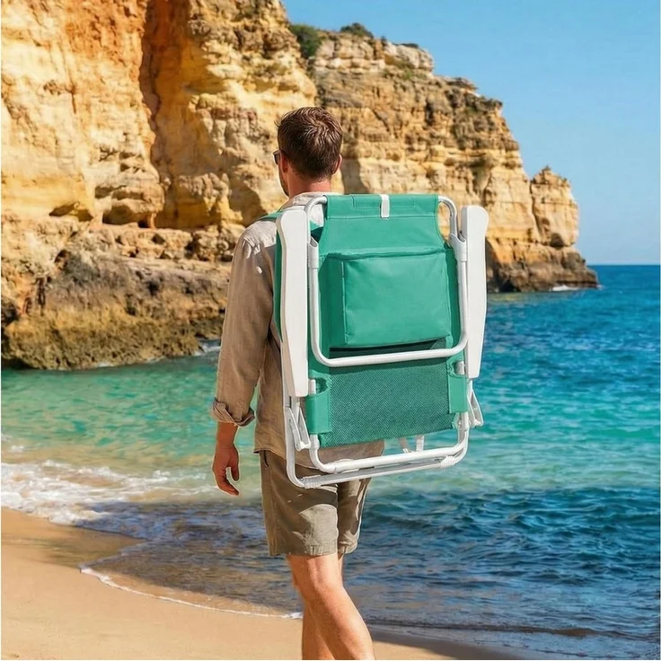 TLGREEN Campingstuhl 5-Fach verstellbare Strandstuhl, (Outdoor Faltstuhl mit Verstellbarer Hohe Rückenlehne, Eisbeute, 1 St), bis 150 kg belastbar – Bild 4