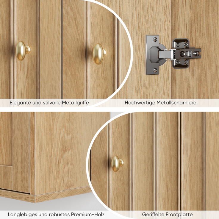 Badezimmer-Wandschrank 61,5 x 20 x 56 cm aus MDF und Spanplatte, Eiche, mit 2 Türen – Bild 6