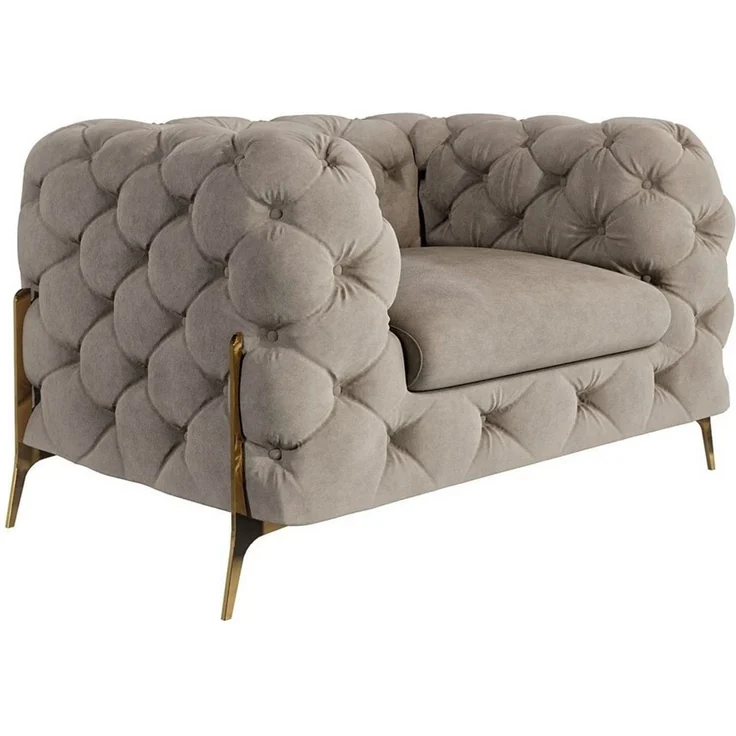 S-Style Möbel Chesterfield-Sessel Ashley mit Goldene Metall Füßen, mit Wellenfederung – Bild 2