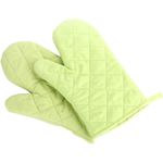 Ofenhandschuhe, hochwertige hitzebeständige Küchenhandschuhe aus Baumwolle und Polyester, gesteppt, übergroße Handschuhe, 1 Paar, Grün