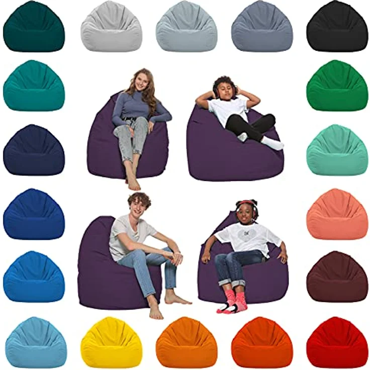 HomeIdeal - Sitzsack XXL Bodenkissen für Erwachsene & Kinder - Geeignet für Gaming oder Entspannen - Indoor wie Outdoor da er Wasserfest ist - mit EPS Perlen, Farbe:Lila, Größe:XXL – Bild 2