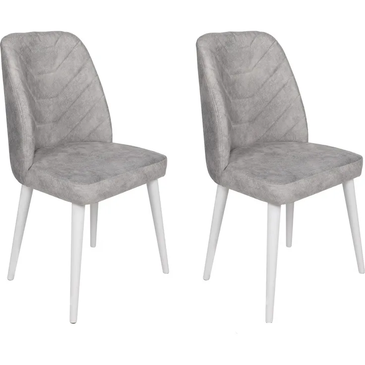 Skye Decor 'Dallas-584 V2' Stuhlset (2-teilig), Grau / Weiß, 50 x 90 x 49 cm