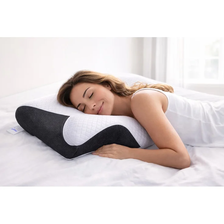 YaLiva_Decor® Kopfkissen 2 Stück, ergonomisches orthopädisches Kissen gegen Nackenschmerzen & Memory Foam, schwarz, 62 x 34 x 12 cm – Bild 7