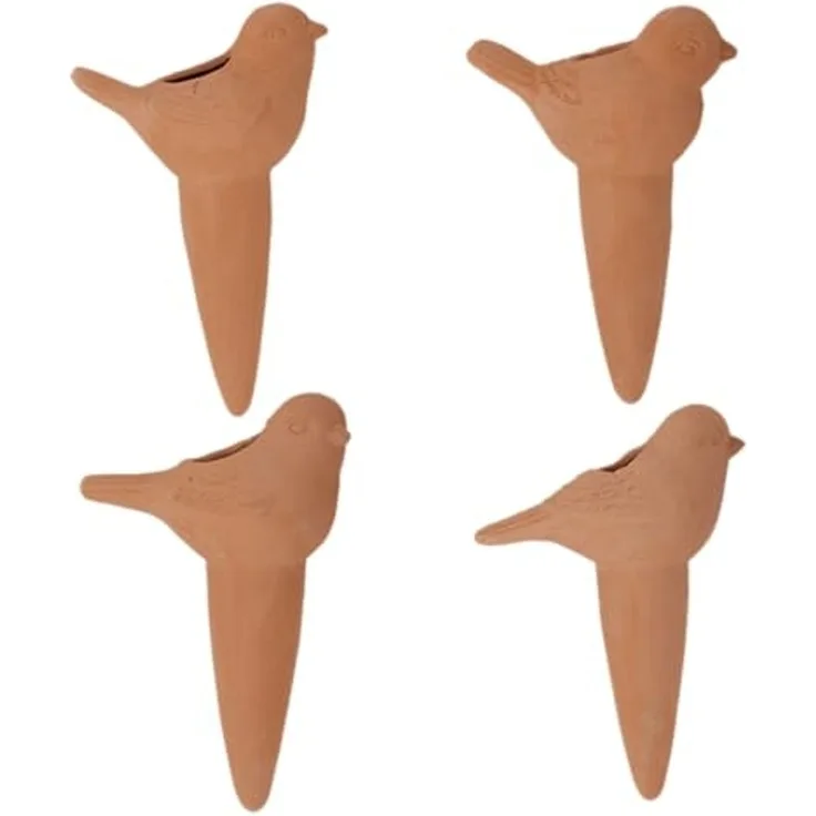 4er Set Bewässerung Vögelchen – Terracotta – Pflanzhilfe zur Langzeitbewässerung