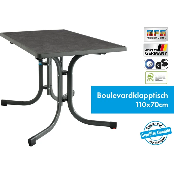 MFG Gartentisch wetterfest Stahl Boulevard 110 x 70 cm klappbar – Bild 3