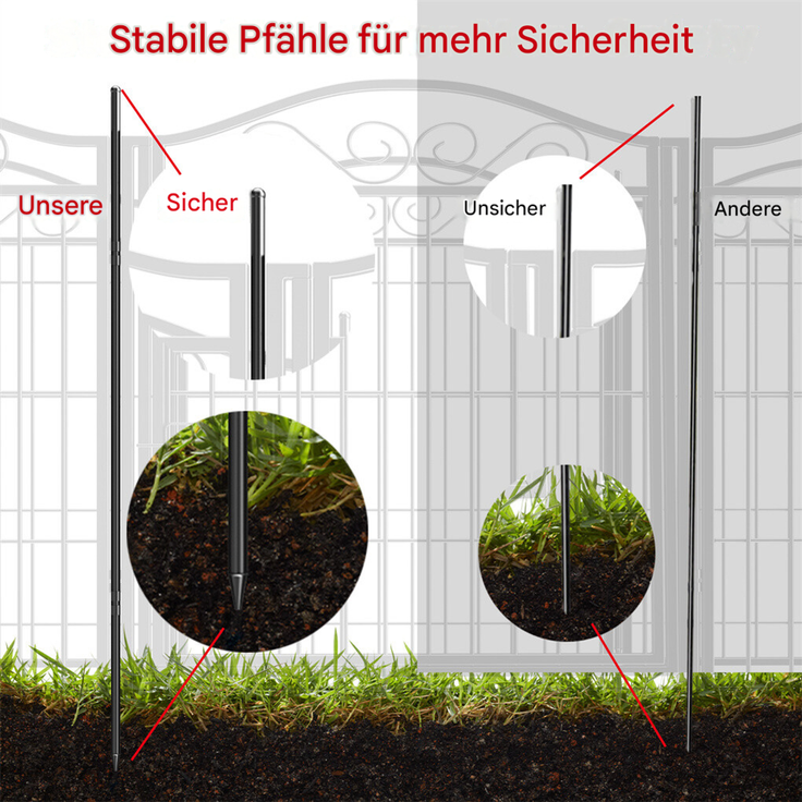 UNHO 8 Stück Gartenzäune Beetumrandung Beeteinfassung Metall Hundezaun Camping Gartenzaun Zierzaun Ziergitter Maschendrahtzaun Drahtzaun Gitter Vorgartenzaun 80x63cm Schwarz – Bild 4