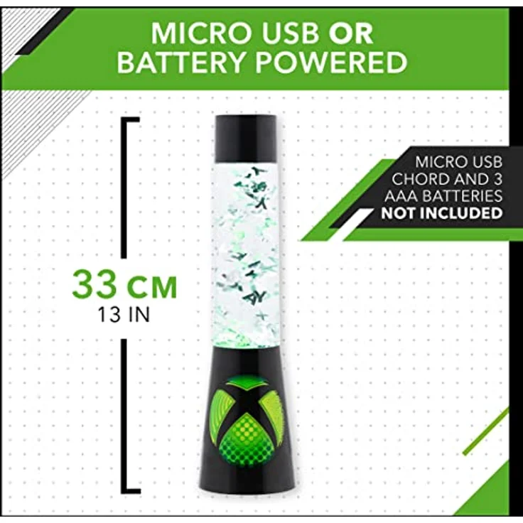 XBOX Glitzer Flüssigkeitsfluss-Lampe mit schwebenden Controller-Icons - Offiziell lizenziertes Microsoft-Merchandise, Gaming-Raum-Nachtlicht Schlafzimmerdeko – Bild 4