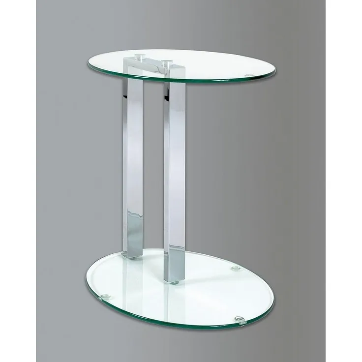 Beistelltisch 14794, Glas/Chrom, oval, ca. 45 x 50 x 35 cm