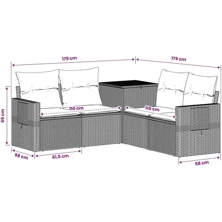 vidaXL Sofa Set 5 stk. Beige und Hellgrau Polyrattan und Stahl 3447883 – Bild 9