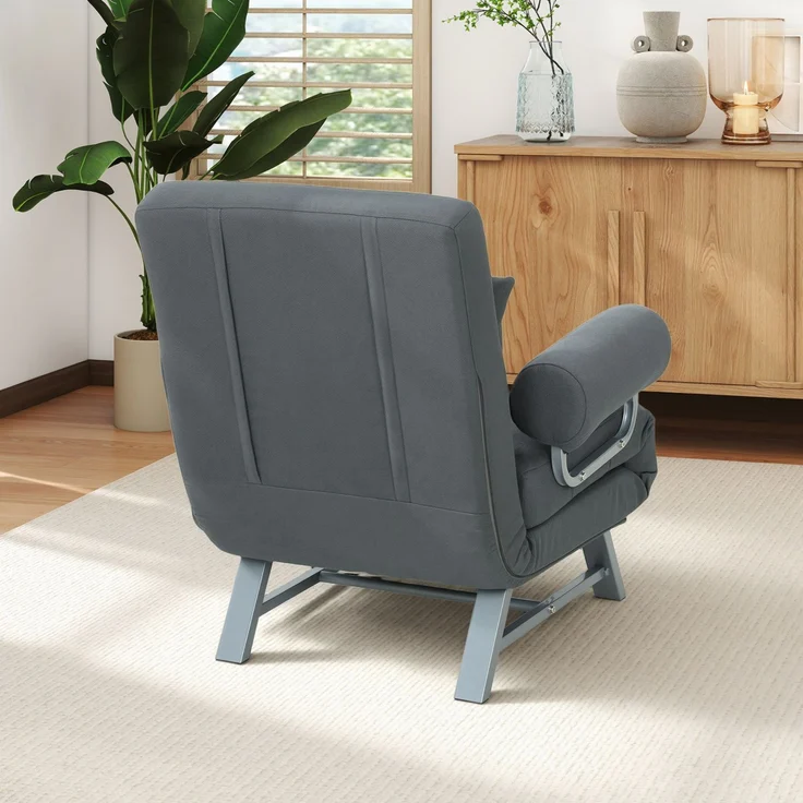 HOMCOM Schlafsessel, Polyester, Metall, Dunkelgrau, 78 x 73 x 81 cm – Bild 9