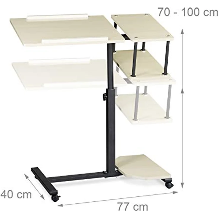 Laptoptisch höhenverstellbar XL, MDF/Stahl, Beige, 77x40 x (70-100) cm – Bild 4