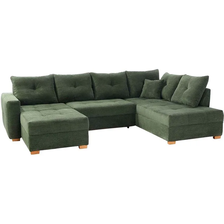 Jockenhöfer Gruppe Wohnlandschaft Abby U-Form, B: 313 cm, mit Bettfunktion, Bettkasten & Zierkissen