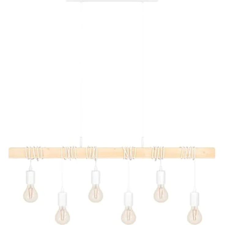 Eglo 33165 Pendelleuchte TOWNSHEND Stahl weiß, Holz braun E27 6X40W L:100cm B:10cm H:110cm dimmbar – Bild 3