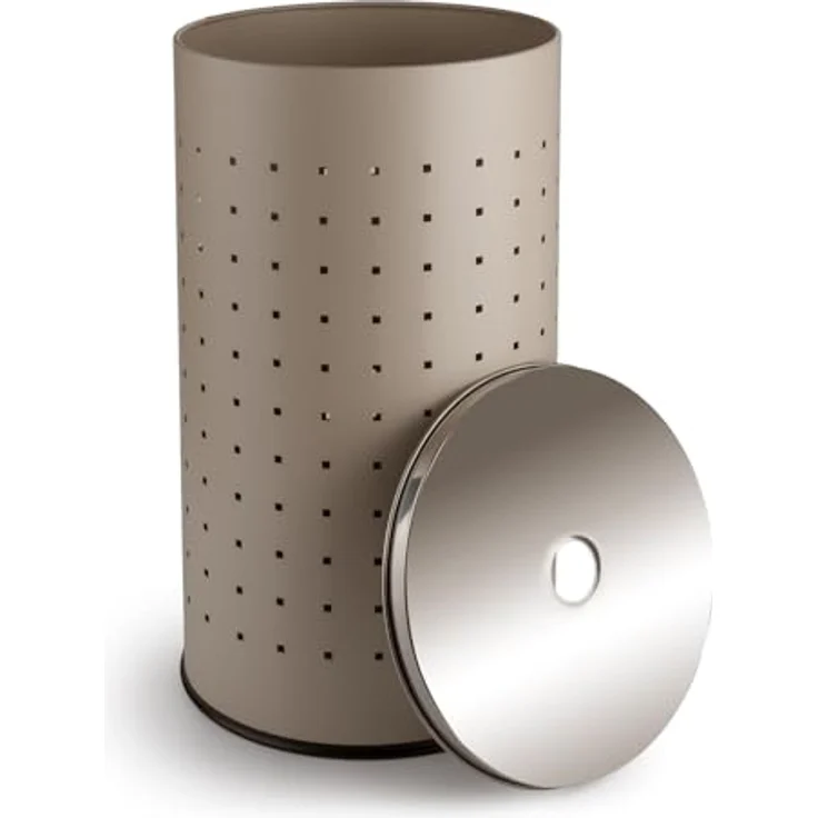 Home4You Wäschetonne Wäschesammler, Greige, Ø 29 x H 54 cm, (Set, 1 St), 37 Liter Fassungsvermögen, mit Belüftungslöcher – Bild 4
