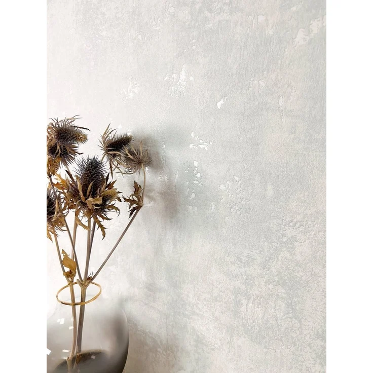 Newroom Vliestapete, Weiß Tapete Modern Beton - Betonwand Glanztapete Hellgrau Silber Industrial Glamour Zement Metallic für Wohnzimmer Schlafzimmer Küche – Bild 1