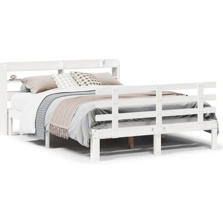 Doppelbett, Bettgestell Modernen mit Kopfteil ohne Matratze Weiß 135x190 cm d992e – Bild 1