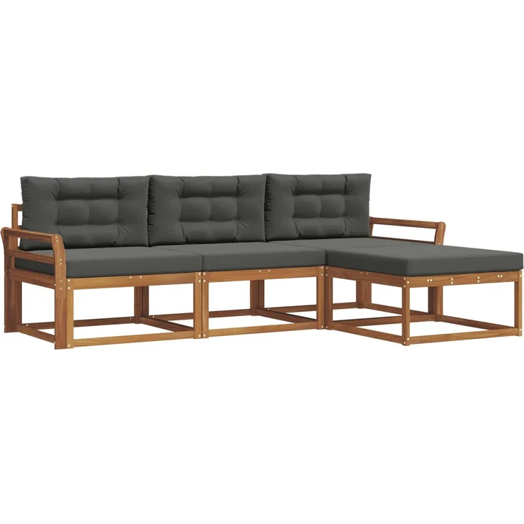 vidaXL Outdoor-Sofagarnitur 4 stk. 4-Sitzer Natur und Anthrazit 3367405 – Bild 2