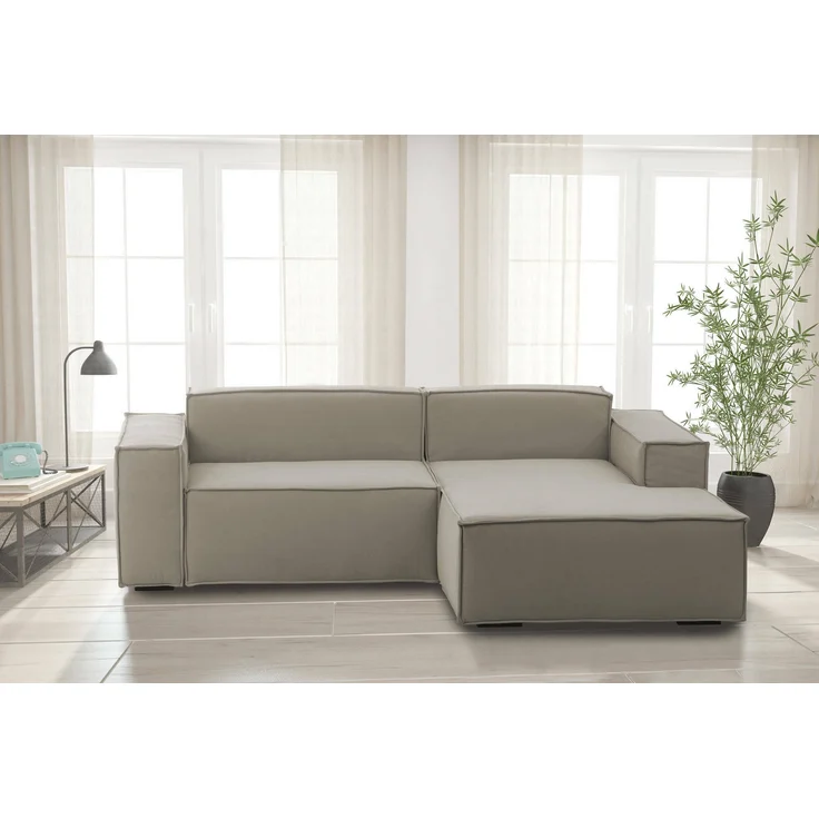 Dmora Sofa mit Halbinsel Ameli, modulares Sofa mit rechter Chaiselongue, modernes Stoffsofa, 100 % Made in Italy, 240 x 170 x 70 cm, Taupe – Bild 2