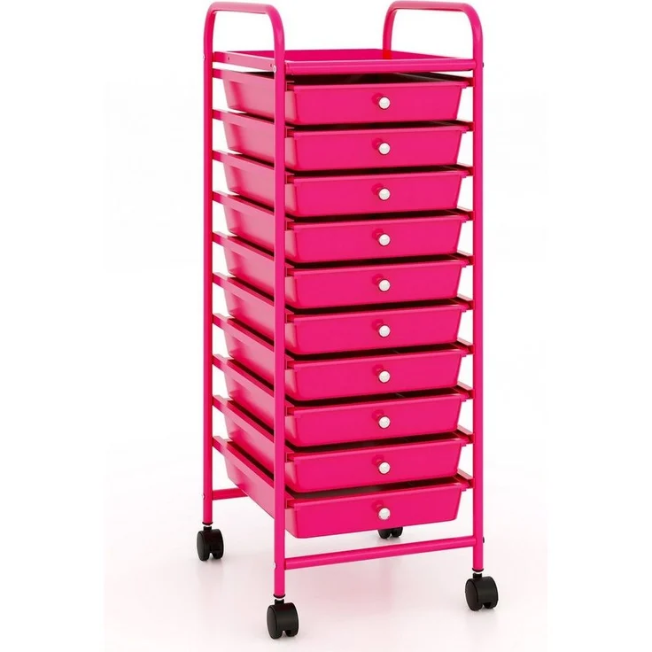 COSTWAY Rollwagen, mit 10 stapelbaren Schubladen, auf Rollen Metallgestell – Bild 5
