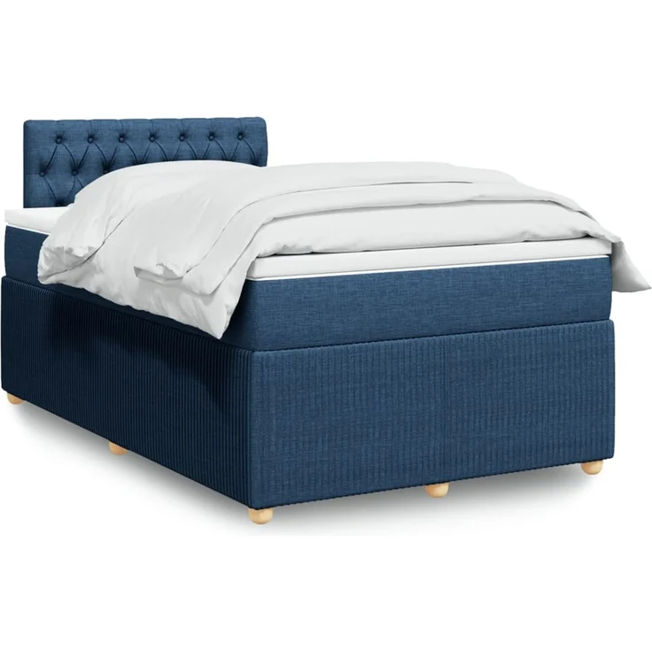 vidaXL Boxspringbett mit Matratze Blau 120x200 cm Stoff 3289736 – Bild 1