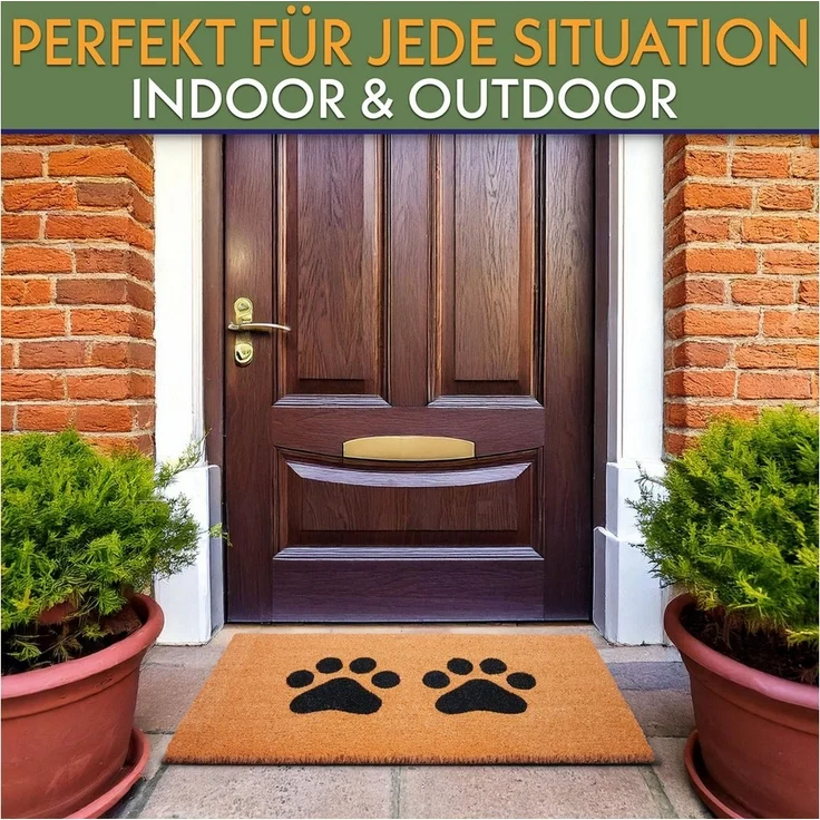 BRUBAKER Fußmatte Pfoten - 45 x 75 cm Hunde und Katzen - Fußmatte für Außen und Innen, Türvorleger für Hundebesitzer & Katzenbesitzer, Höhe: 15 mm, Schmutzfangmatte aus 100% Kokos - Wetterfest & Rutschfest – Bild 3
